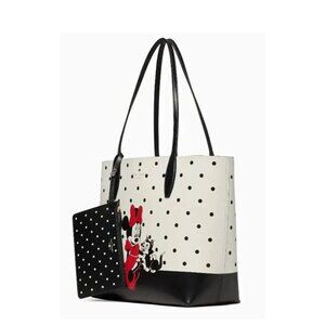 Kate Spade Disney X Reversible Minnie Mouse Leather Tote Pouch K4643 $379 NWT FS